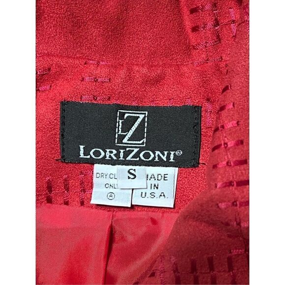 Lorizoni Red Long Sleeve Faux Suede Blazer Suit Jacket Size Small - Picture 3 of 3